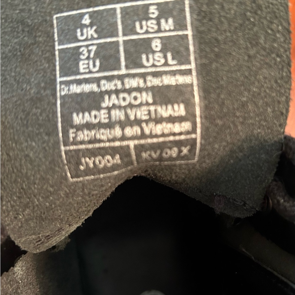 Dr. Martens Jadon platform Black Combat Boots with Yellow Stitching - Picture 7 of 8